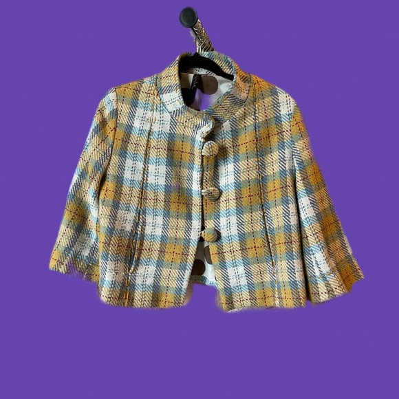 Retro Mustard Plaid Jacket - Picture 4 of 9